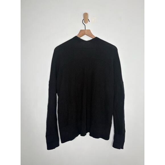 Gap Black Textured V Back Cardigan Sweater Large Chunky Knit Minimalist - Picture 6 of 9